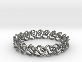 Chain stitch knot bracelet (Rope) in Natural Silver: Extra Small