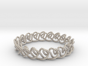 Chain stitch knot bracelet (Rope) in Rhodium Plated Brass: Extra Small