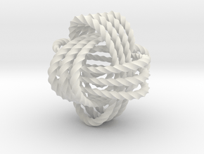 Monkey's fist knot (Twisted square) in White Natural Versatile Plastic: Extra Small