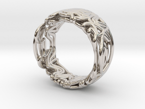 spaghetti_ring_23mm in Rhodium Plated Brass