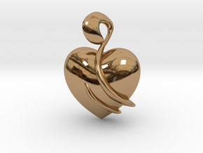 Heart Amulet Abstract in Polished Brass