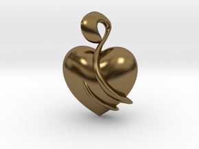 Heart Amulet Abstract in Polished Bronze