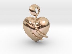 Heart Amulet Abstract in 14k Rose Gold Plated Brass