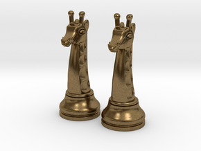 Pair Chess Giraffe Big / Timur Giraffe Zarafah in Natural Bronze