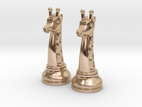 Pair Chess Giraffe Big / Timur Giraffe Zarafah in 14k Rose Gold Plated Brass