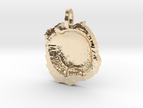 Meteor Crater Map Pendant, Contour Cut in 14k Gold Plated Brass