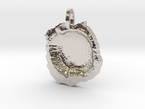 Meteor Crater Map Pendant, Contour Cut in Rhodium Plated Brass