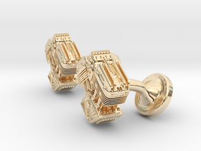 V Twin Engine Cufflinks in 14k Gold Plated Brass
