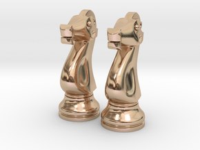 Pair Knight Chess Big - Timur Knight "Asp" in 14k Rose Gold Plated Brass