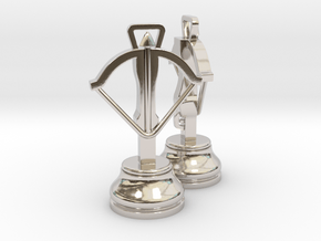 Pair Chess Crossbow / War Machine / Dabbabah  in Rhodium Plated Brass