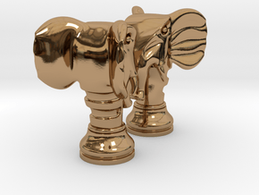 Pair Chess Elephant Big / Timur Pil Phil in Polished Brass