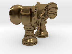 Pair Chess Elephant Big / Timur Pil Phil in Polished Bronze