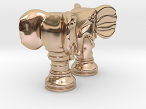 Pair Chess Elephant Big / Timur Pil Phil in 14k Rose Gold
