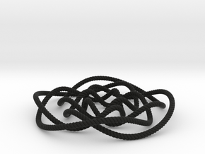 Rose knot 4/5 (Rope with detail) in Black Natural Versatile Plastic: Large