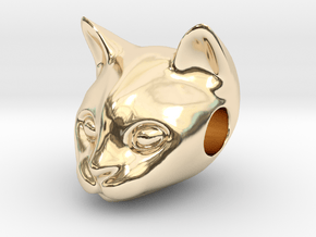 Cat Lover Friendship Bracelet Charm - Smiley Cat in 14k Gold Plated Brass