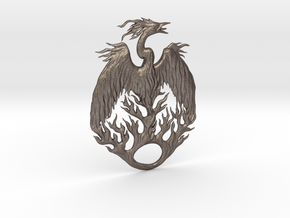 The Mythical Phoenix in Polished Bronzed Silver Steel