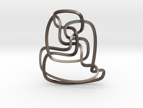 Thistlethwaite unknot (Square) in Polished Bronzed Silver Steel: Extra Small