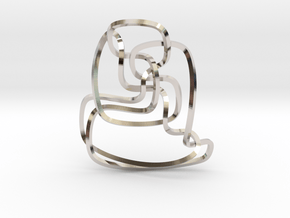 Thistlethwaite unknot (Square) in Rhodium Plated Brass: Extra Small