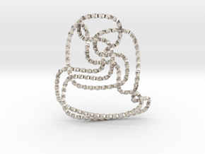 Thistlethwaite unknot (Twisted square) in Rhodium Plated Brass: Extra Small