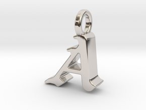 A - Pendant - 3 mm thk. in Rhodium Plated Brass