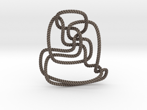 Thistlethwaite unknot (Rope with detail) in Polished Bronzed Silver Steel: Extra Small