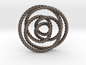 Rose knot 2/5 (Rope) in Polished Bronzed Silver Steel: Extra Small