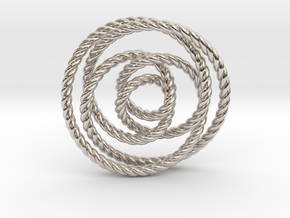 Rose knot 2/5 (Rope) in Rhodium Plated Brass: Extra Small