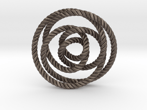 Rose knot 2/5 (Rope with detail) in Polished Bronzed Silver Steel: Extra Small