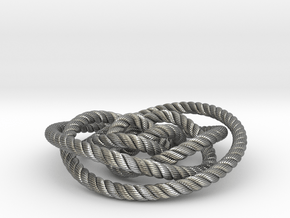 Rose knot 2/5 (Rope with detail) in Natural Silver: Medium