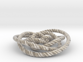 Rose knot 2/5 (Rope with detail) in Rhodium Plated Brass: Medium