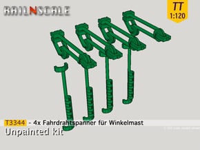 4x Fahrdrahtspanner für Winkelmast (TT 1:120) in Tan Fine Detail Plastic