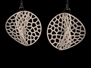 Enneper Voronoi Dream Earrings (3 sizes) in White Natural Versatile Plastic: Small