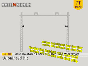 32x Isolatoren für Masten (TT 1:120) in Tan Fine Detail Plastic