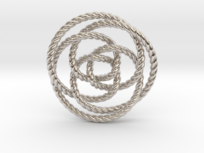 Rose knot 3/5 (Rope) in Rhodium Plated Brass: Extra Small