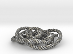 Rose knot 3/5 (Rope with detail) in Natural Silver: Medium