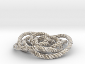 Rose knot 3/5 (Rope with detail) in Rhodium Plated Brass: Medium