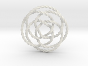 Rose knot 4/5 (Twisted square) in White Natural Versatile Plastic: Extra Small