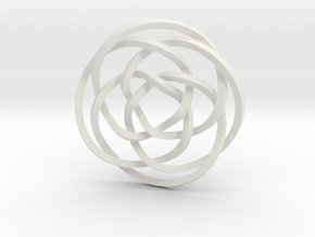 Rose knot 4/5 (Square) in White Natural Versatile Plastic: Extra Small