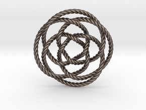 Rose knot 4/5 (Rope) in Polished Bronzed Silver Steel: Extra Small