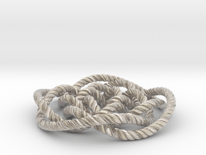 Rose knot 4/5 (Rope with detail) in Rhodium Plated Brass: Medium