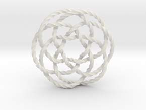 Rose knot 6/5 (Twisted square) in White Natural Versatile Plastic: Extra Small
