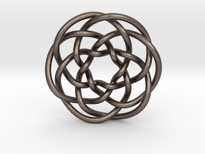 Rose knot 6/5 (Circle) in Polished Bronzed Silver Steel: Extra Small