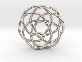 Rose knot 6/5 (Circle) in Rhodium Plated Brass: Extra Small
