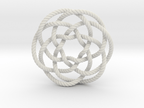 Rose knot 6/5 (Rope with detail) in White Natural Versatile Plastic: Extra Small