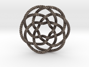 Rose knot 6/5 (Rope with detail) in Polished Bronzed Silver Steel: Extra Small