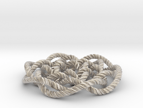 Rose knot 6/5 (Rope with detail) in Rhodium Plated Brass: Medium