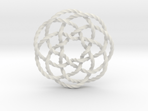 Rose knot 7/5 (Twisted square) in White Natural Versatile Plastic: Extra Small