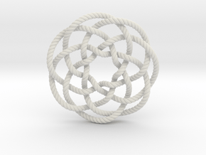 Rose knot 7/5 (Rope with detail) in White Natural Versatile Plastic: Extra Small