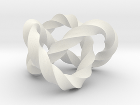 Trefoil knot (Twisted square) in White Natural Versatile Plastic: Extra Small