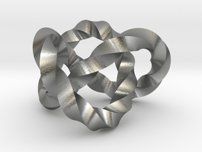Trefoil knot (Twisted square) in Natural Silver: Extra Small